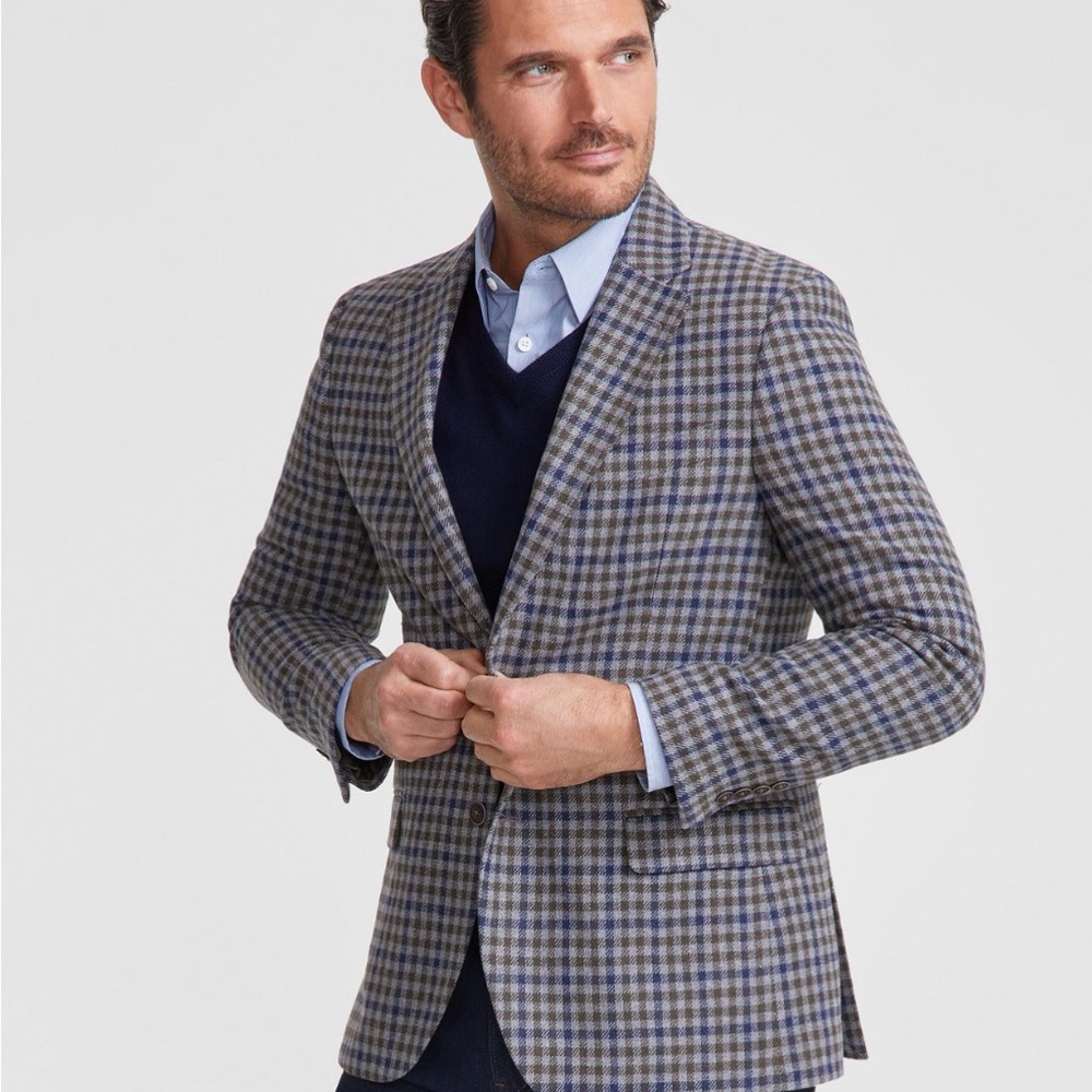 Nautica Blue and Gray Plaid Blazer
